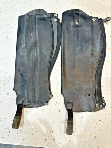 Black leather gaiters - black, gaiters/half