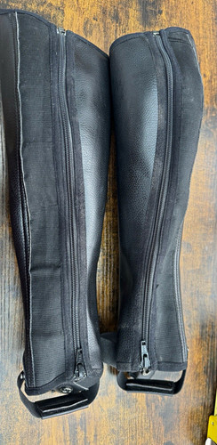 Black faux leather equestrian - faux,