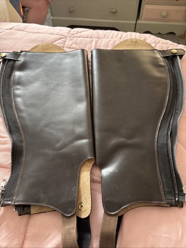 Brown leather riding gaiters - brown,