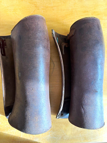 Vintage pair brown leather - pair, of