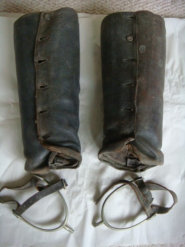 Antique leather gaiters - antique, &